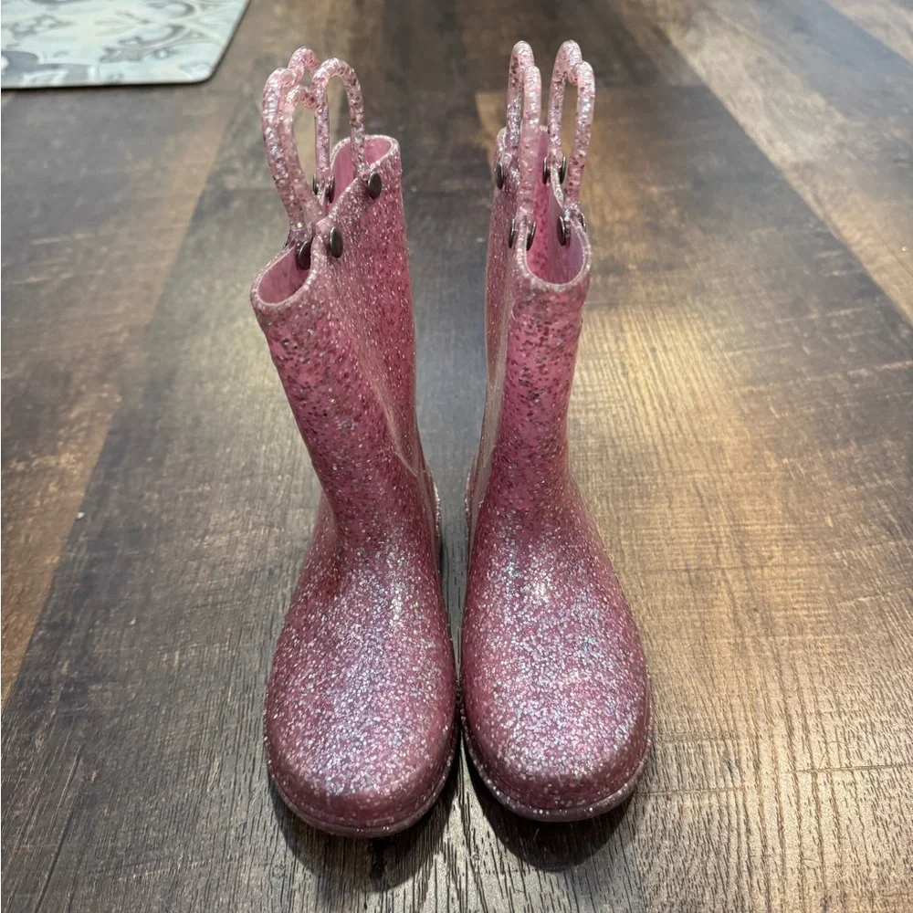Girls Pink Glitter Rain Boots size 10
